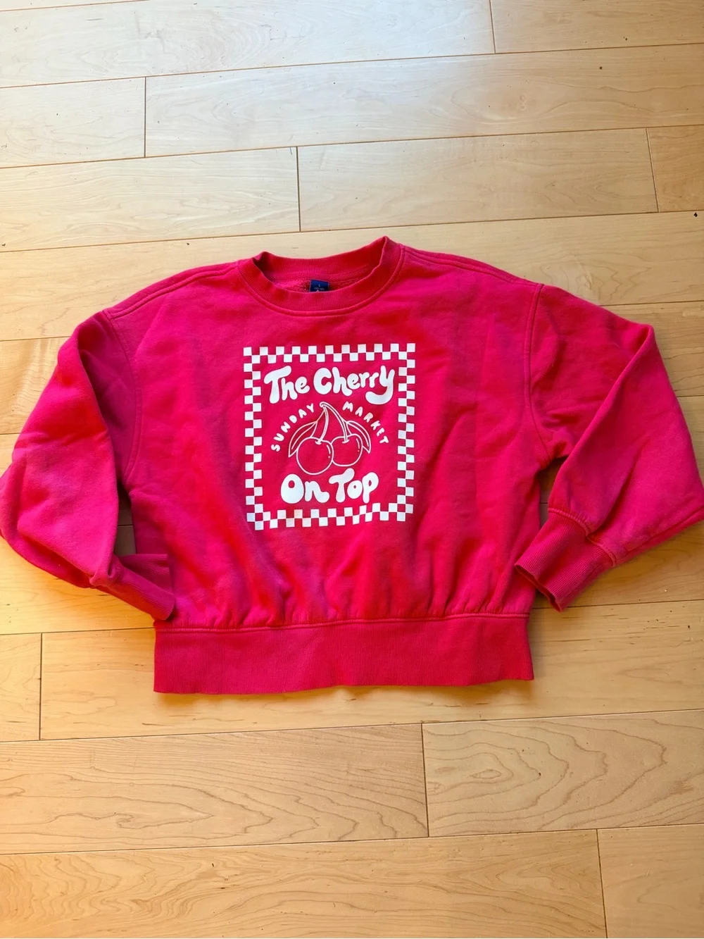 Old Navy Hot Pink Cherry Graphic Pullover Sweatshirt